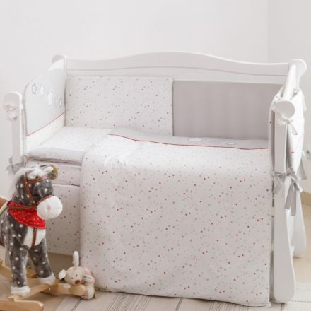 Постельный комплект 6 эл. Twins Premium Little stars 4028-P-052, white/grey, белый/серый